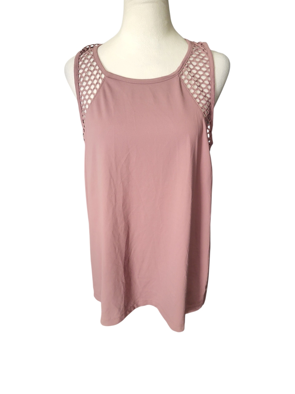 Yogalicious  Tank Top with Crochet Detail Pink sz L